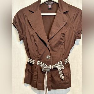 ***SOLD*** Robbie Bee - Jacket TOP with STRIPED BELT - BROWN